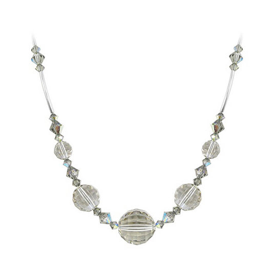 Multifaceted Grey Austrian Crystals 925 Sterling Silver Necklace - Gem Avenue