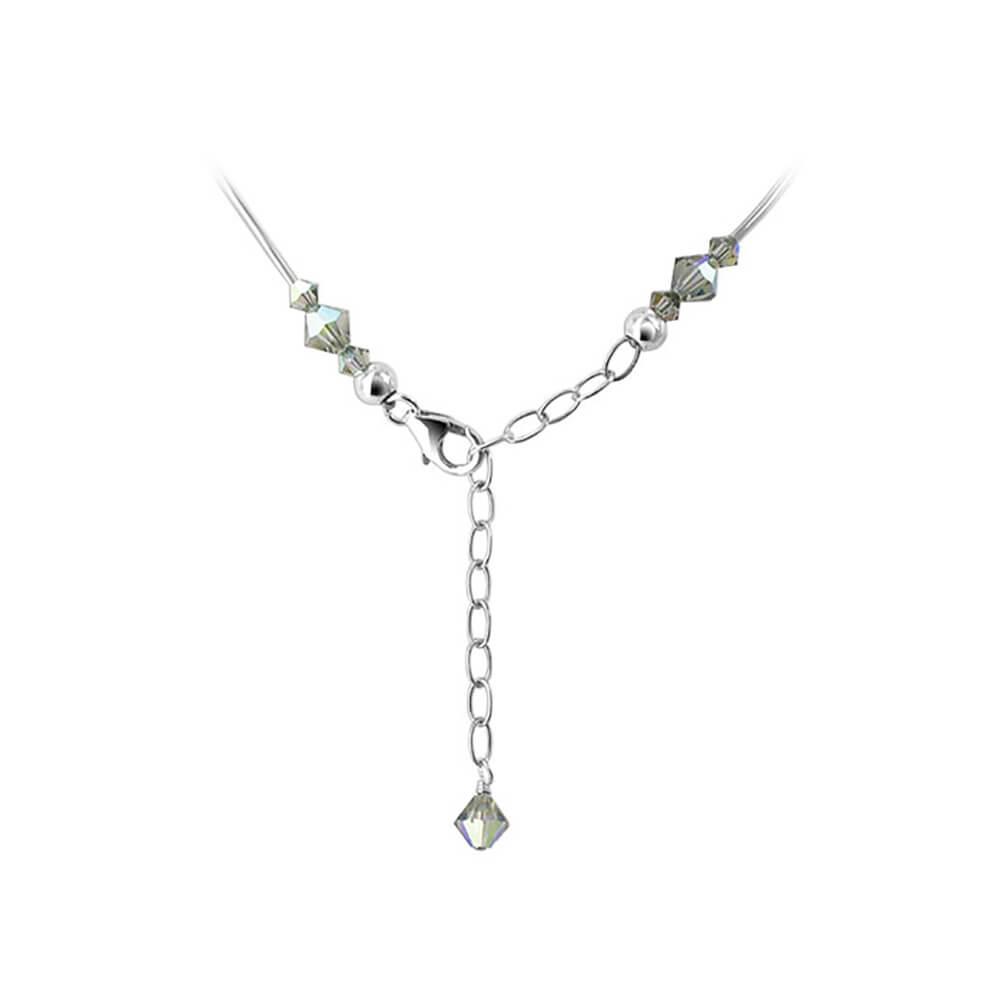 Multifaceted Grey Austrian Crystals 925 Sterling Silver Necklace - Gem Avenue