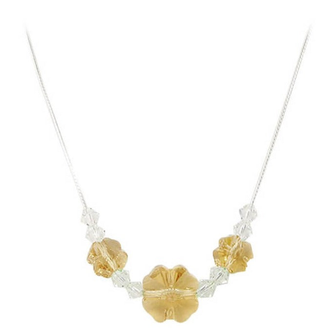 Multi Flower Yellow Austrian Crystals 925 Sterling Silver Necklace - Gem Avenue
