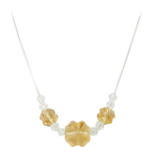 Multi Flower Yellow Austrian Crystals 925 Sterling Silver Necklace - Gem Avenue