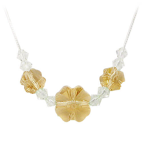 Multi Flower Yellow Austrian Crystals 925 Sterling Silver Necklace - Gem Avenue