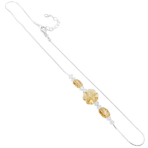Multi Flower Yellow Austrian Crystals 925 Sterling Silver Necklace - Gem Avenue