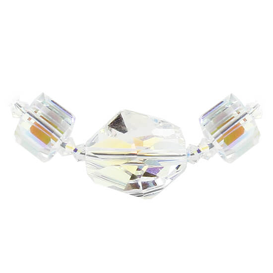 925 Sterling Silver Geometric Clear AB Austrian Crystals Necklace - Gem Avenue