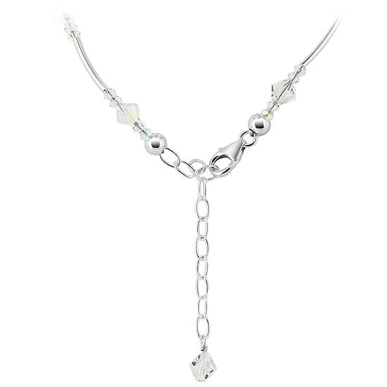 925 Sterling Silver Geometric Clear AB Austrian Crystals Necklace - Gem Avenue