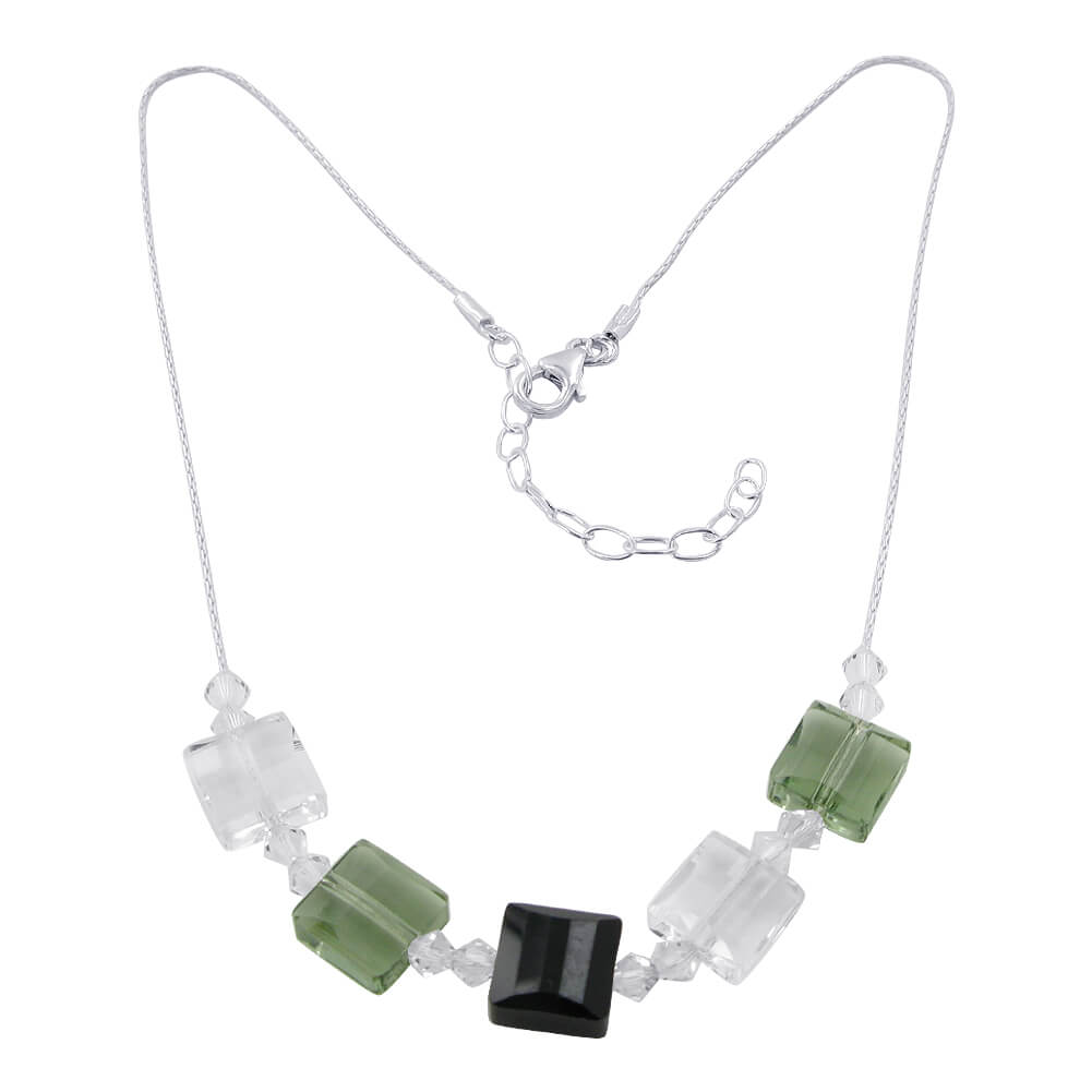 Multicolor Austrian Crystals with 925 Sterling Silver Necklace - Gem Avenue