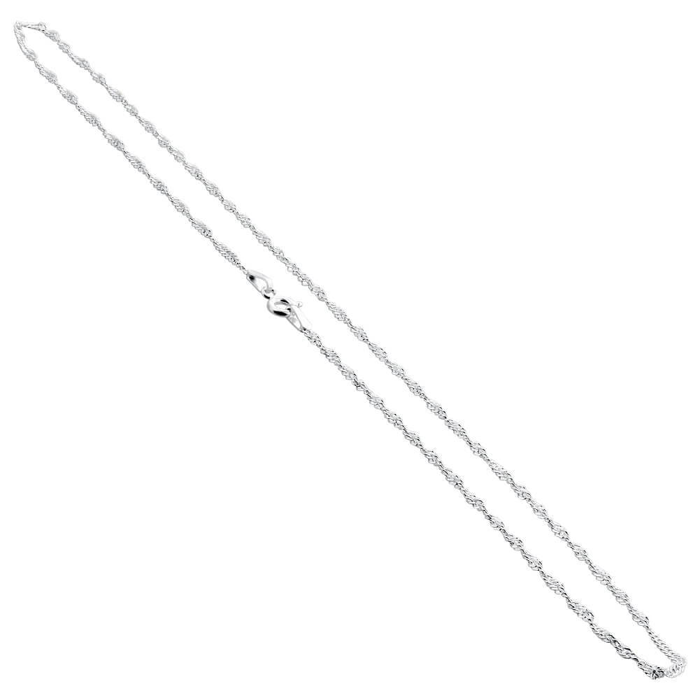 Italian 925 Sterling Silver Winding Singapore Chain Necklace - Gem Avenue