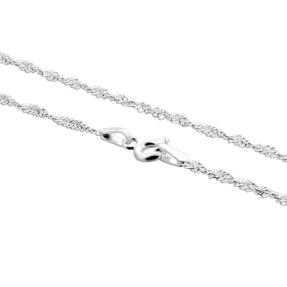 Italian 925 Sterling Silver Winding Singapore Chain Necklace - Gem Avenue