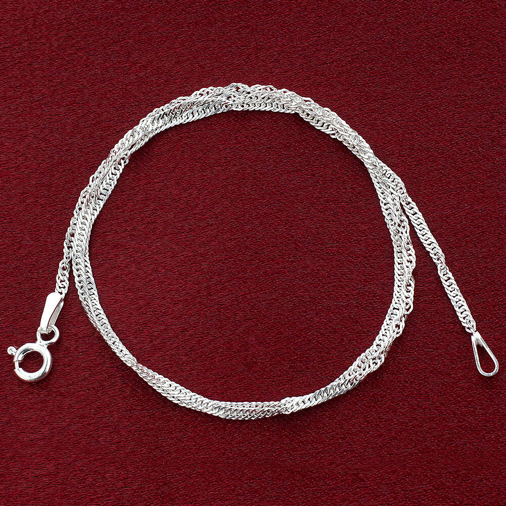 Italian 925 Sterling Silver Winding Singapore Chain Necklace - Gem Avenue