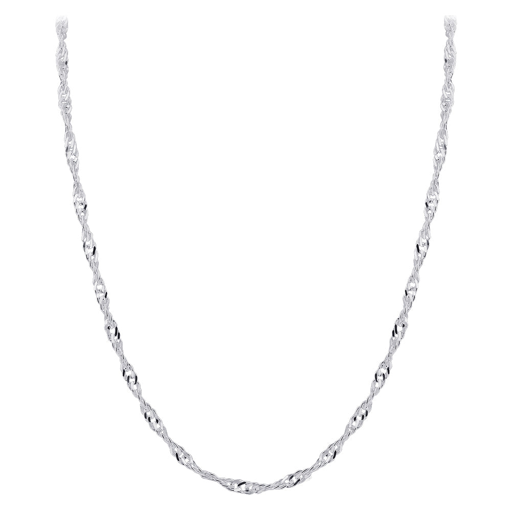 Italian 925 Sterling Silver Winding 3mm Singapore Chain Necklace