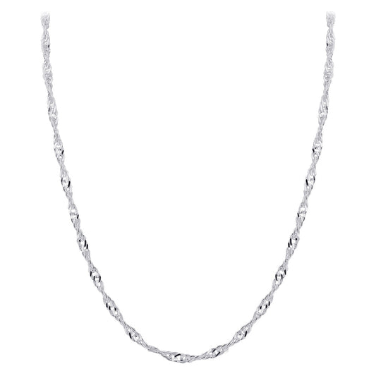 Italian 925 Sterling Silver Winding 3mm Singapore Chain Necklace