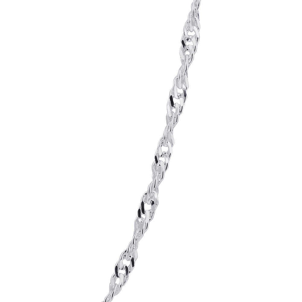 Italian 925 Sterling Silver Winding 3mm Singapore Chain Necklace