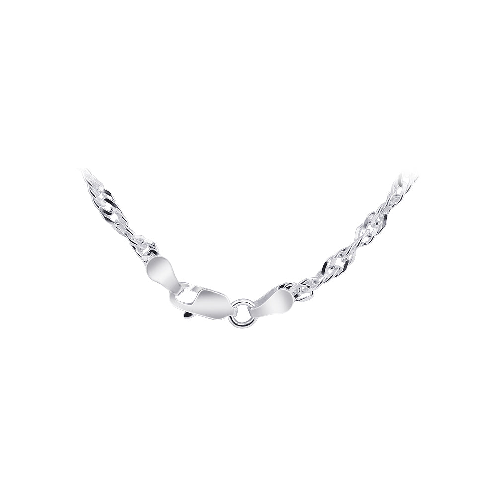Italian 925 Sterling Silver Winding 3mm Singapore Chain Necklace