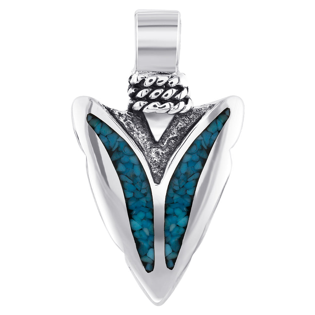 Blue Turquoise Gemstone Southwestern Style 925 Sterling Silver Pendant - Gem Avenue