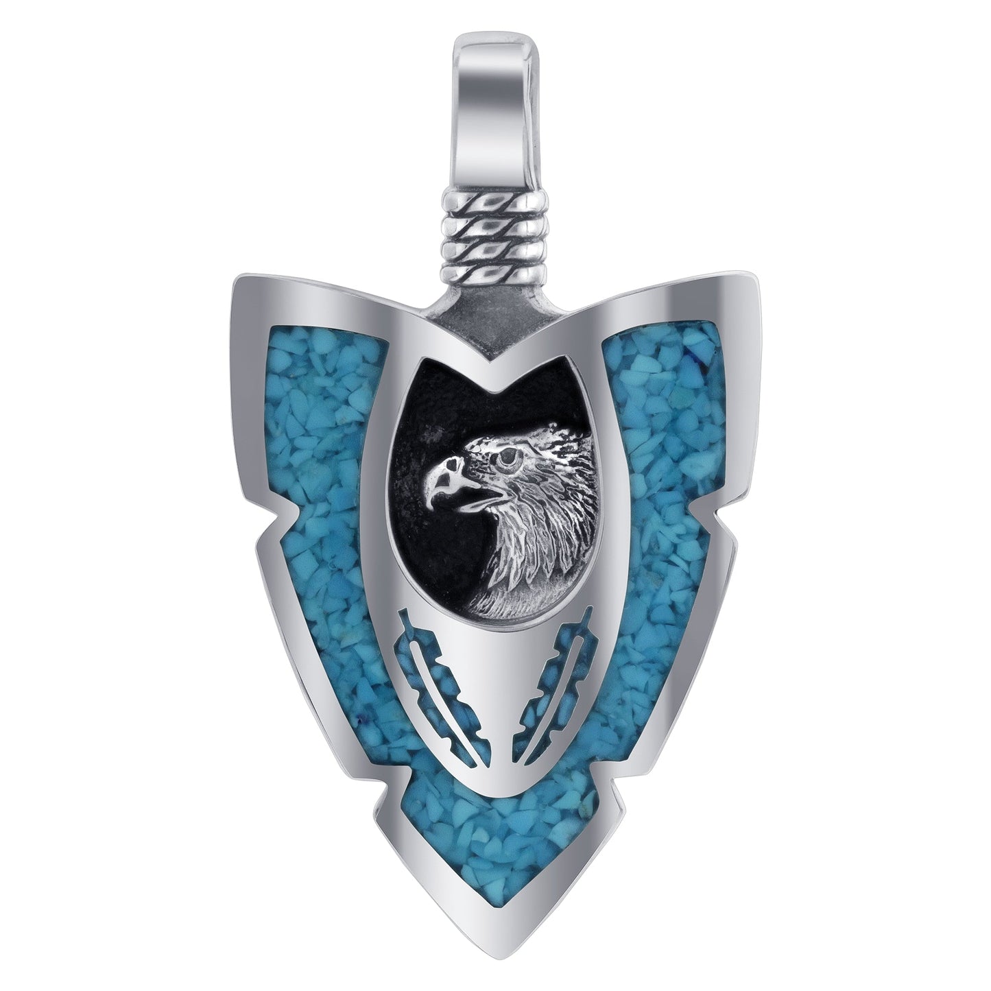 Eagle Turquoise Gemstone Southwestern Style 925 Sterling Silver Pendant - Gem Avenue