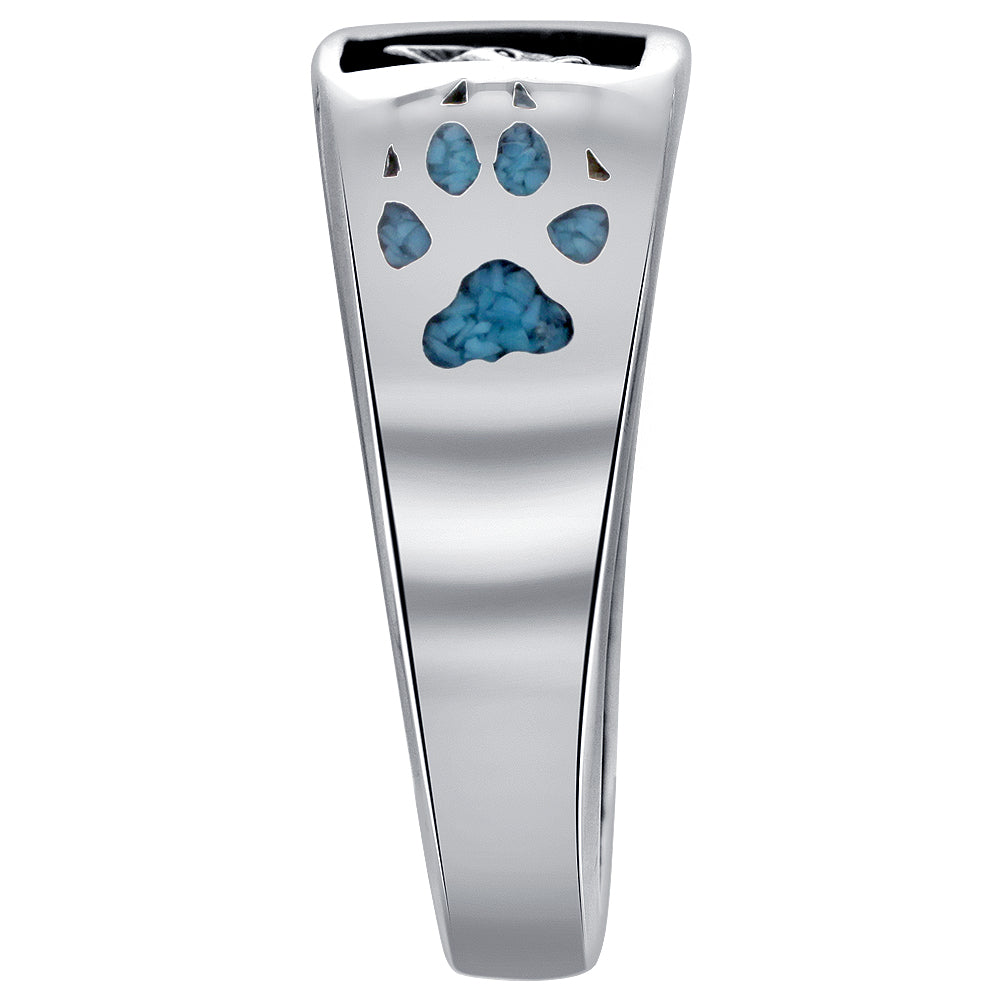 Southwestern Style Wolf Paw & Claw Turquoise 925 Sterling Silver Ring