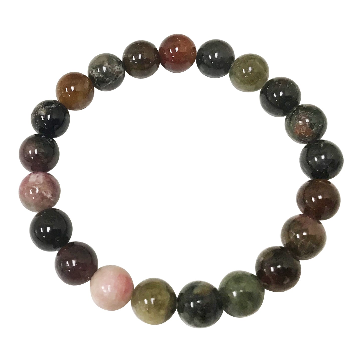 Natural Multicolor Tourmaline Gemstone Unisex Stretch Bracele- Gem Avenue