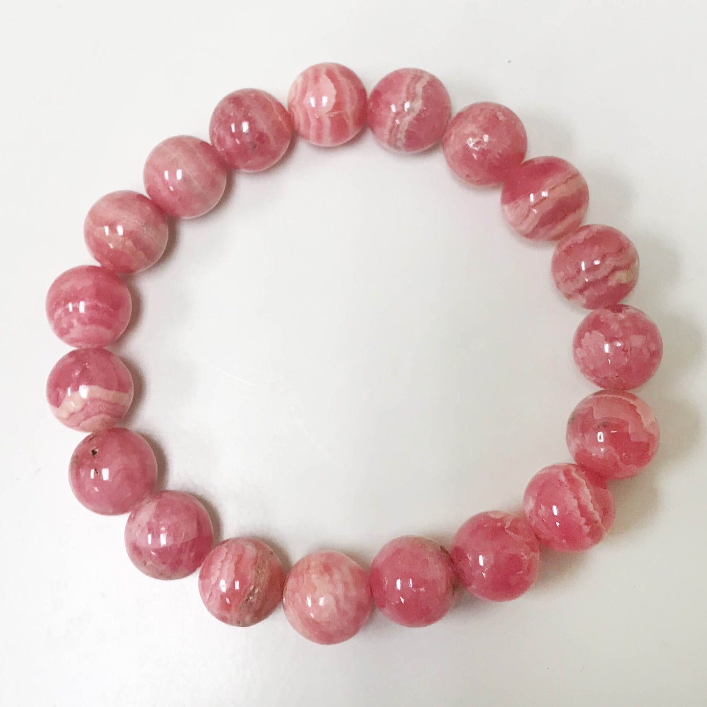 Rhodochrosite Gemstone Bead Unisex Handmade Stretch Bracelet - Gem Avenue