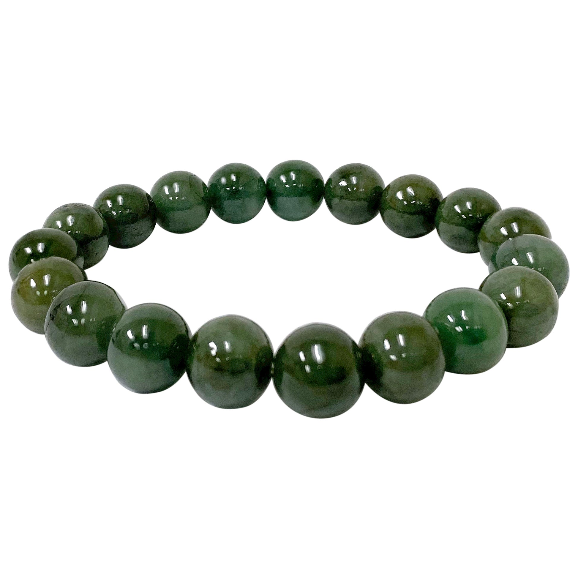 Natural Jade Gemstone Beads Handmade Unisex Stretchable Bracelet - Gem Avenue