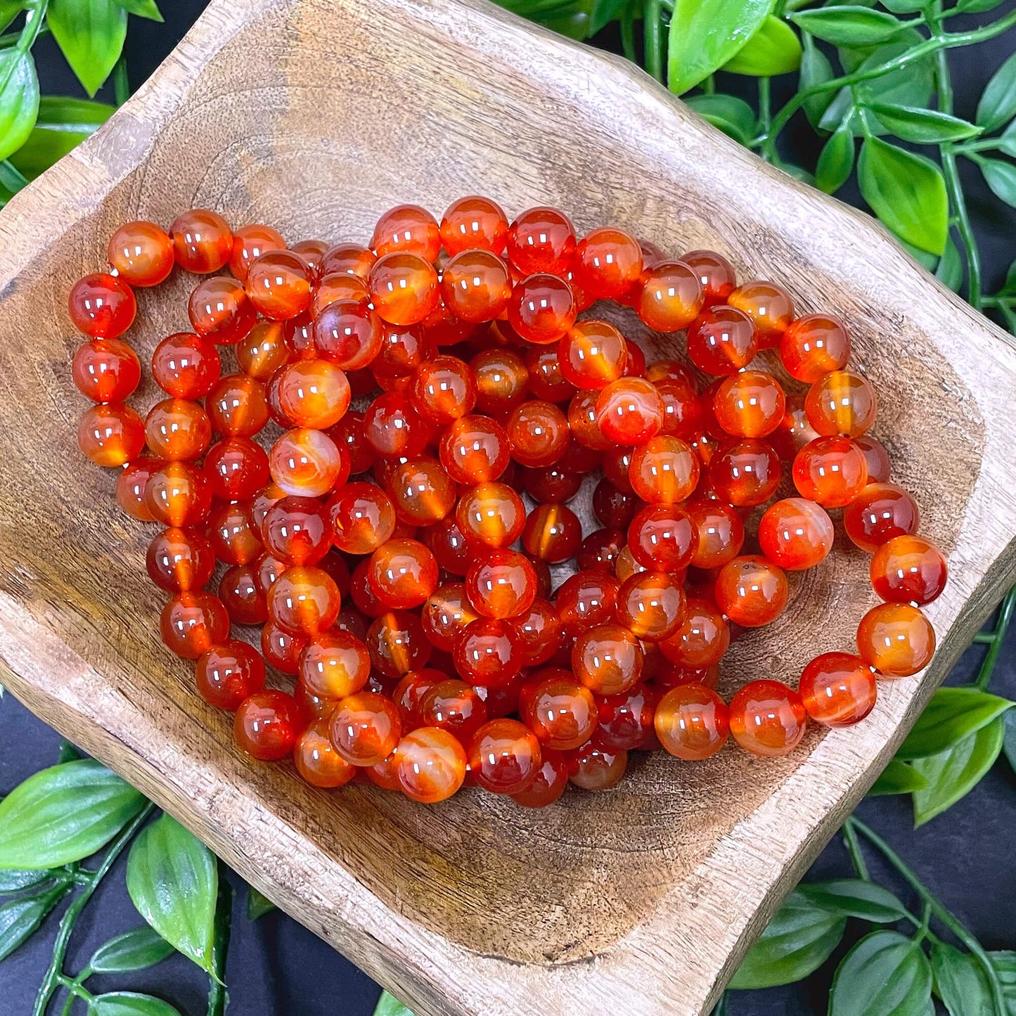 Orange Carnelian Bead Unisex Handmade Stretch Bracelet - Gem Avenue