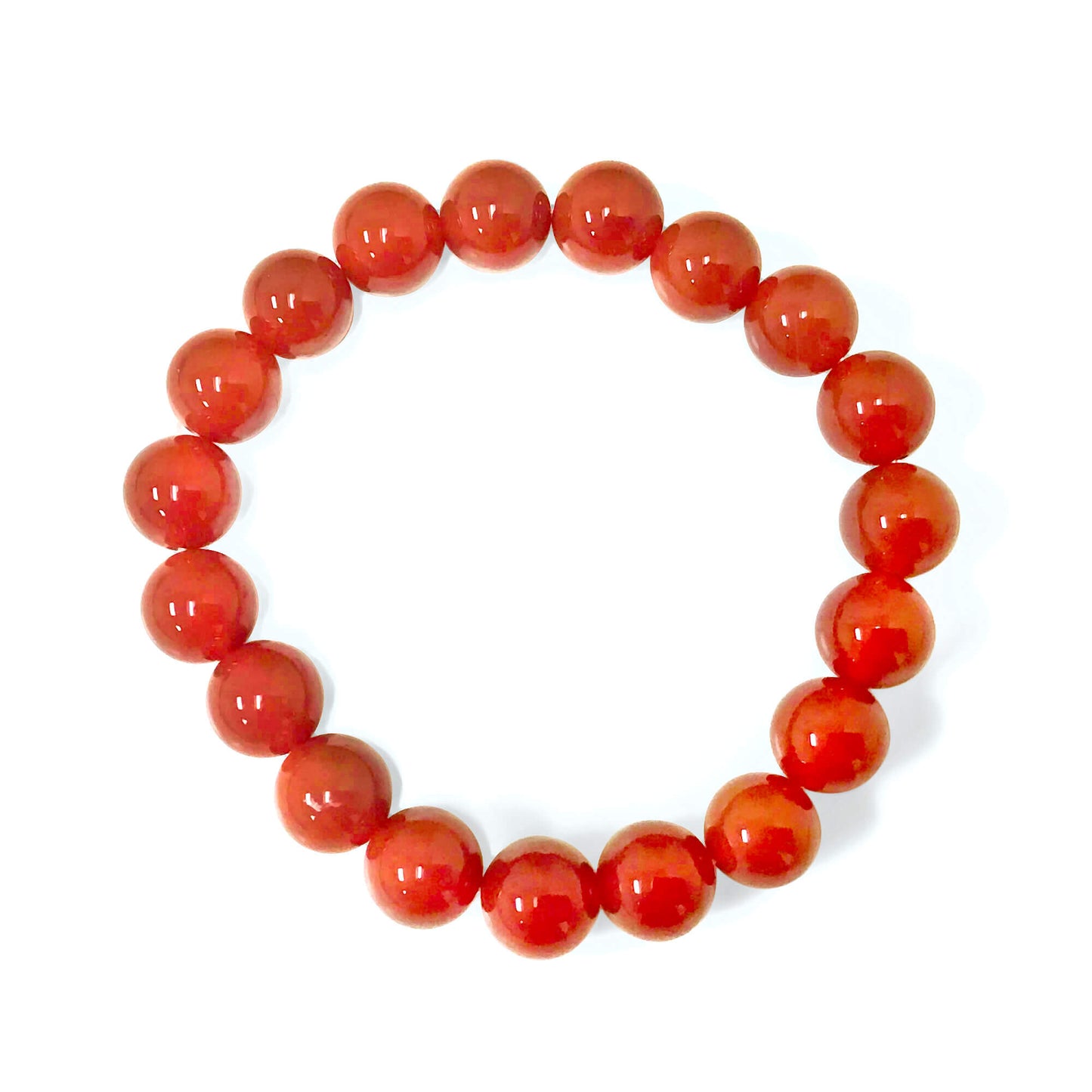 Orange Carnelian Bead Unisex Handmade Stretch Bracelet - Gem Avenue