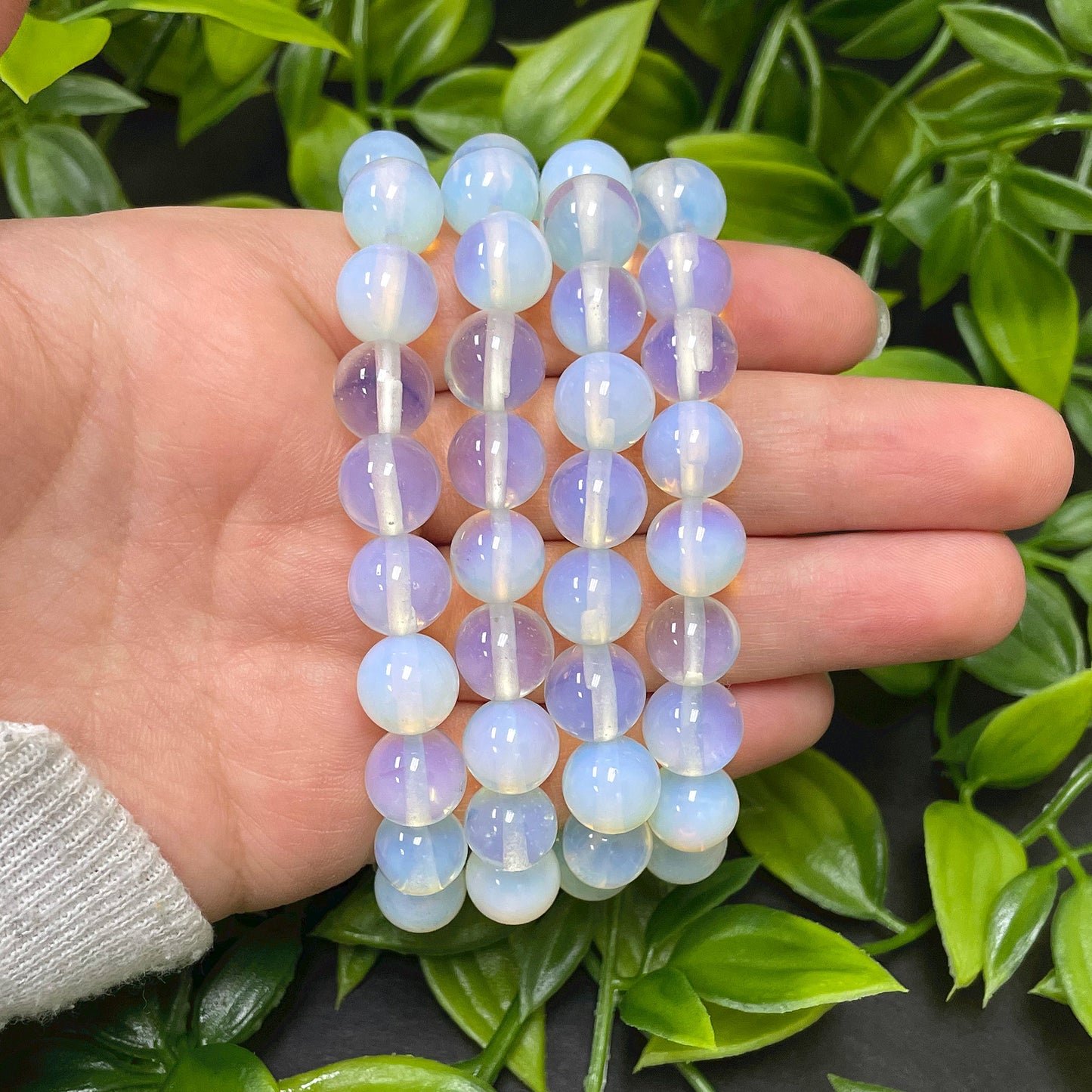 Handmade Stretch Opalite Bead Unisex Bracelet - Gem Avenue