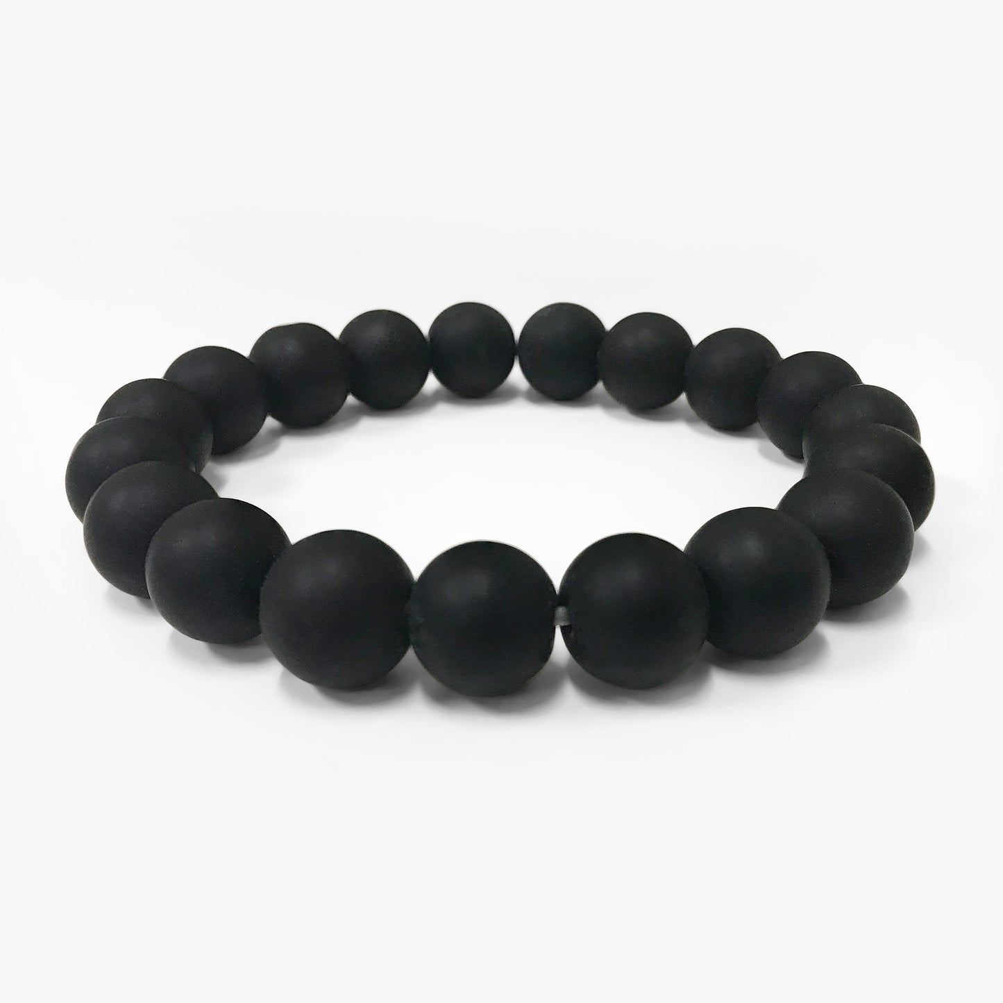 Handmade Round Stretch Black Onyx in Matt Finish Bead Unisex Bracelet - Gem Avenue