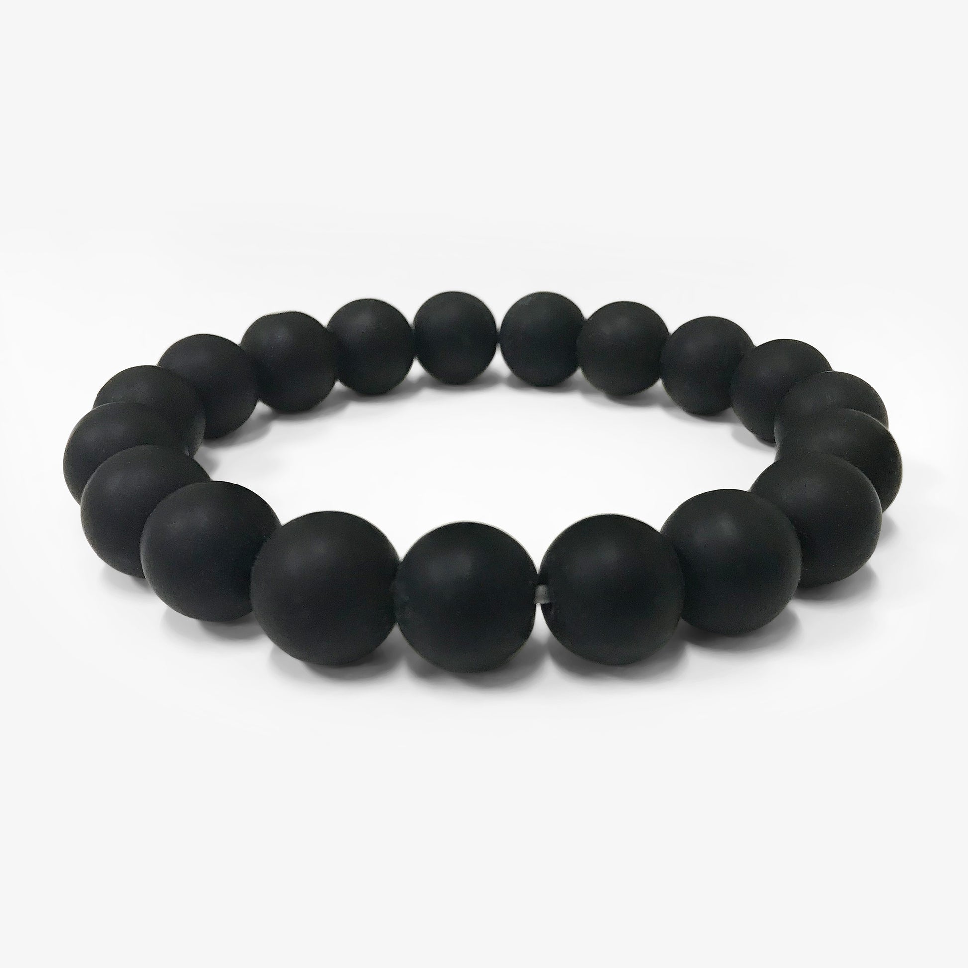 Handmade Round Stretch Black Onyx in Matt Finish Bead Unisex Bracelet - Gem Avenue