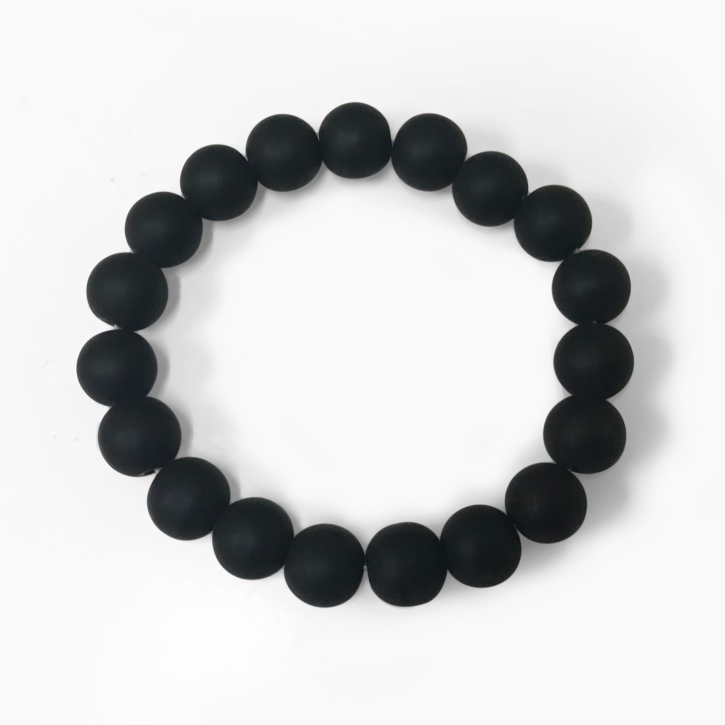 Handmade Round Stretch Black Onyx in Matt Finish Bead Unisex Bracelet - Gem Avenue