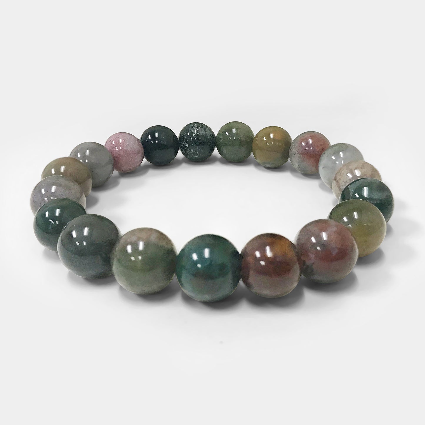 Handmade Stretch Indian Agate Bead Unisex Bracelet - Gem Avenue