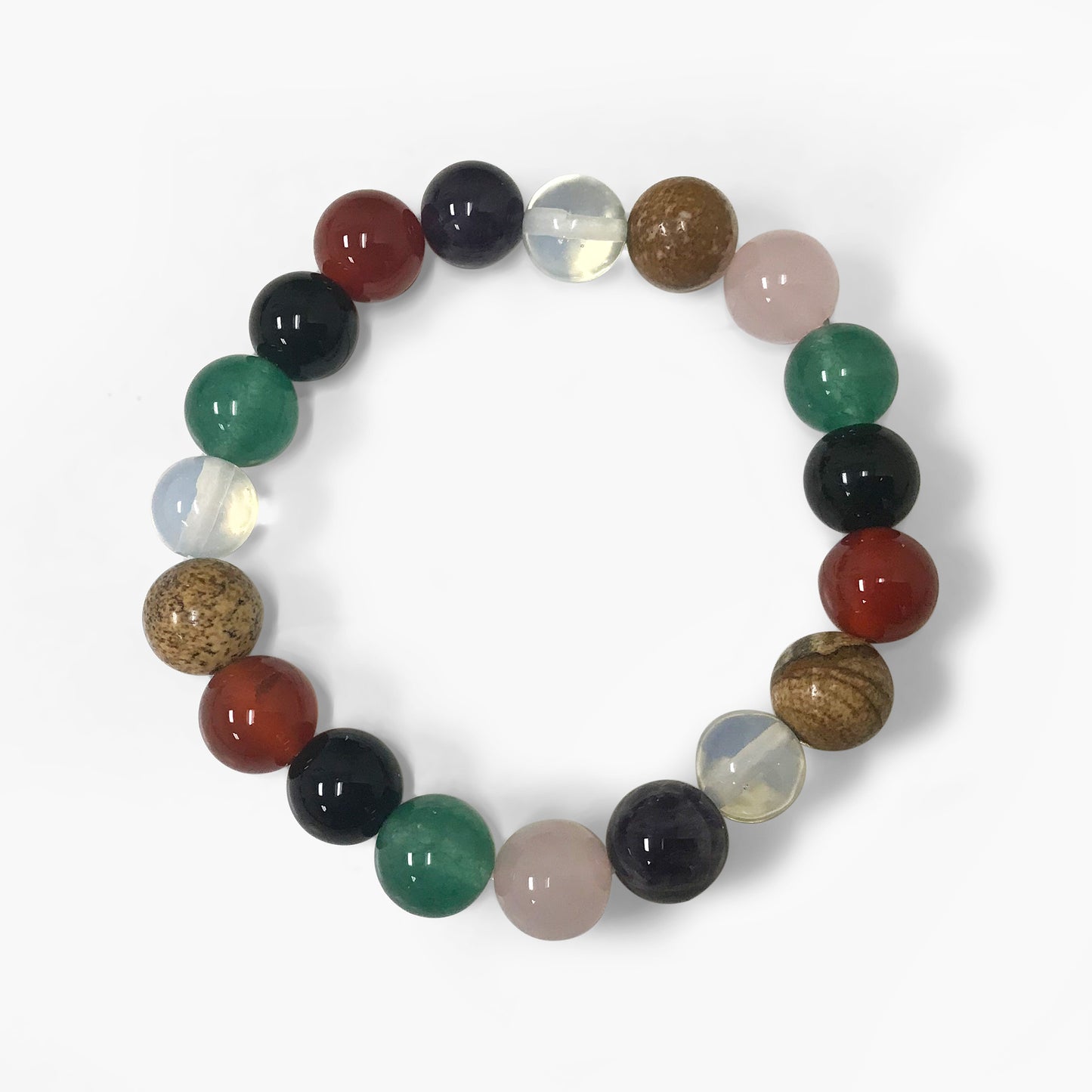Handmade Stretch Multi Gemstone Round Bead Unisex Bracelet - Gem Avenue