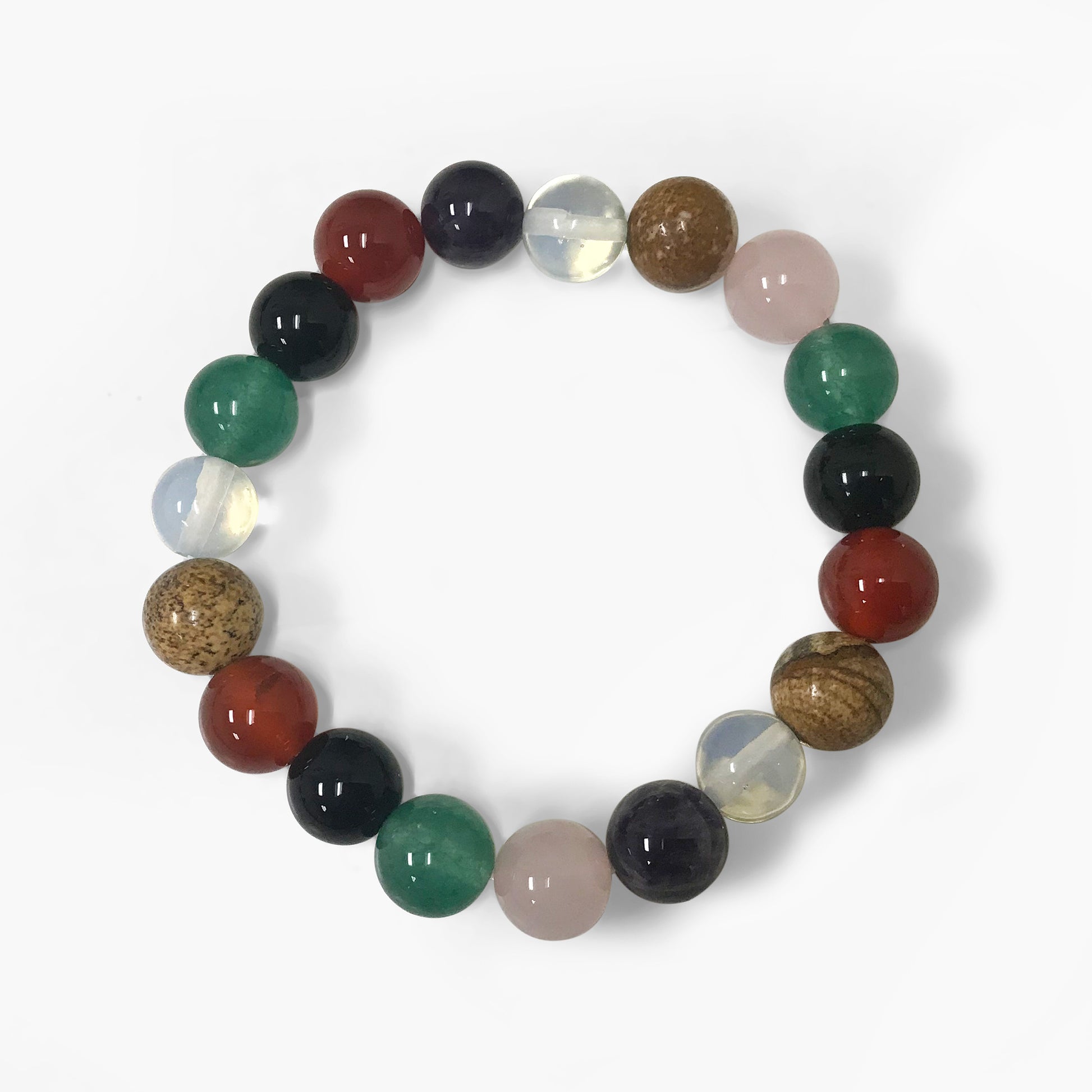 Handmade Stretch Multi Gemstone Round Bead Unisex Bracelet - Gem Avenue