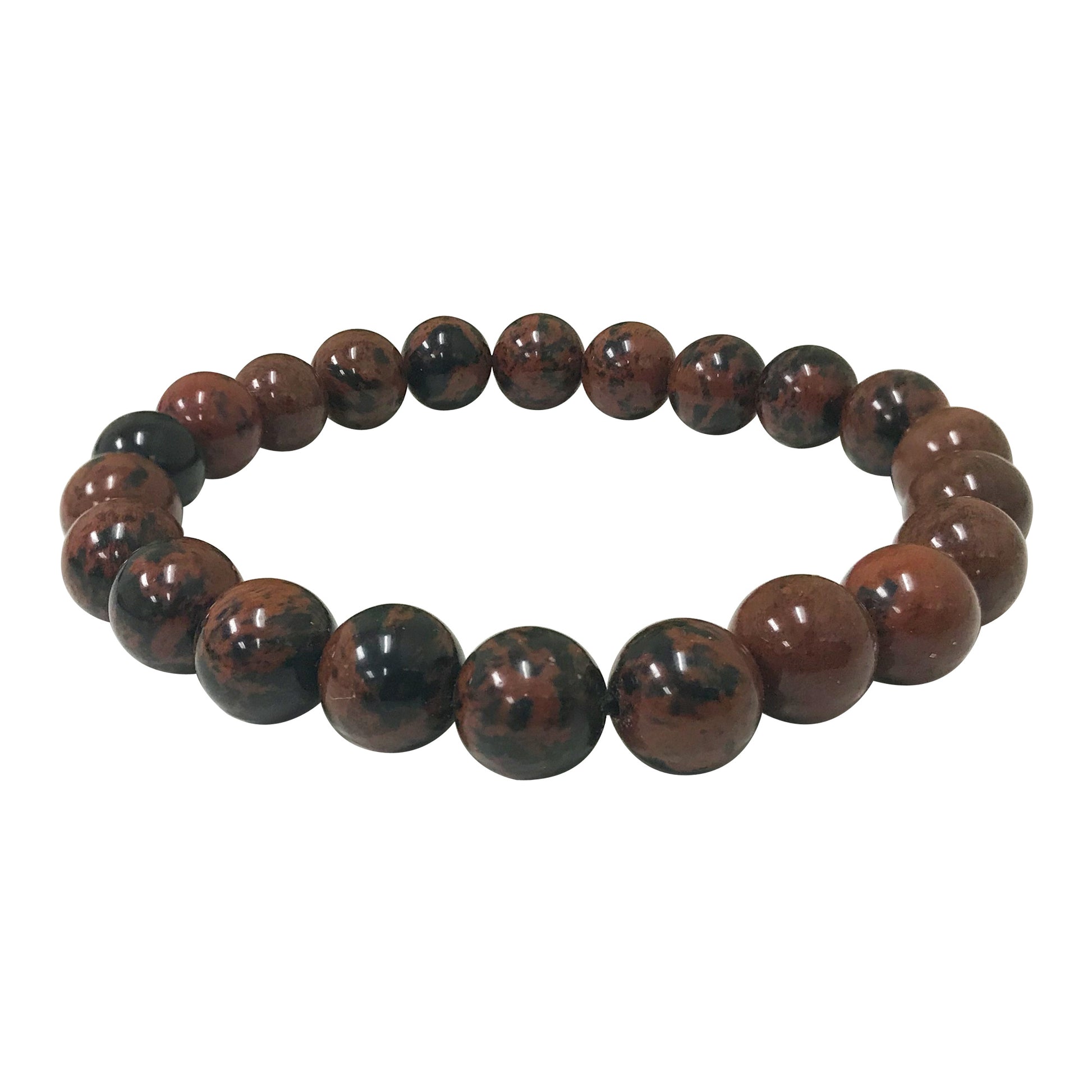 Natural Mahogany Obsidian Beads Handmade Stretchable Unisex Bracelets - Gem Avenue