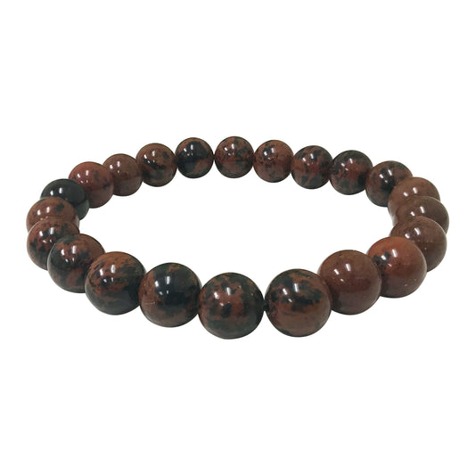 Natural Mahogany Obsidian Beads Handmade Stretchable Unisex Bracelets - Gem Avenue