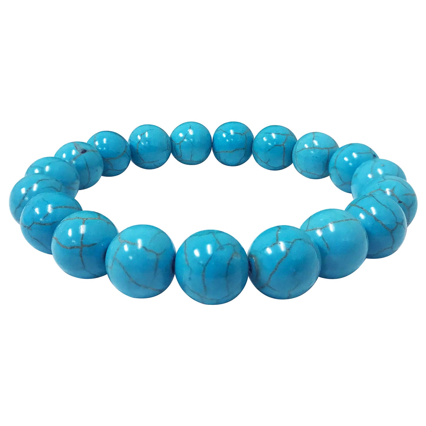 Blue Howlite Round Bead Unisex Handmade Stretch Bracelet - Gem Avenue