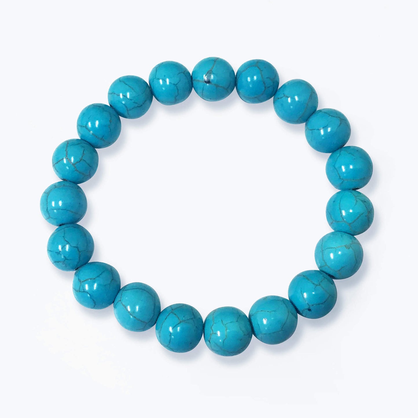 Blue Howlite Round Bead Unisex Handmade Stretch Bracelet - Gem Avenue