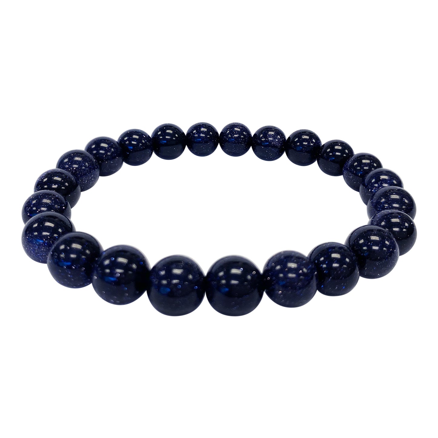 Blue Goldstone Gemstone Bead Unisex Handmade Stretch Bracelet - Gem Avenue