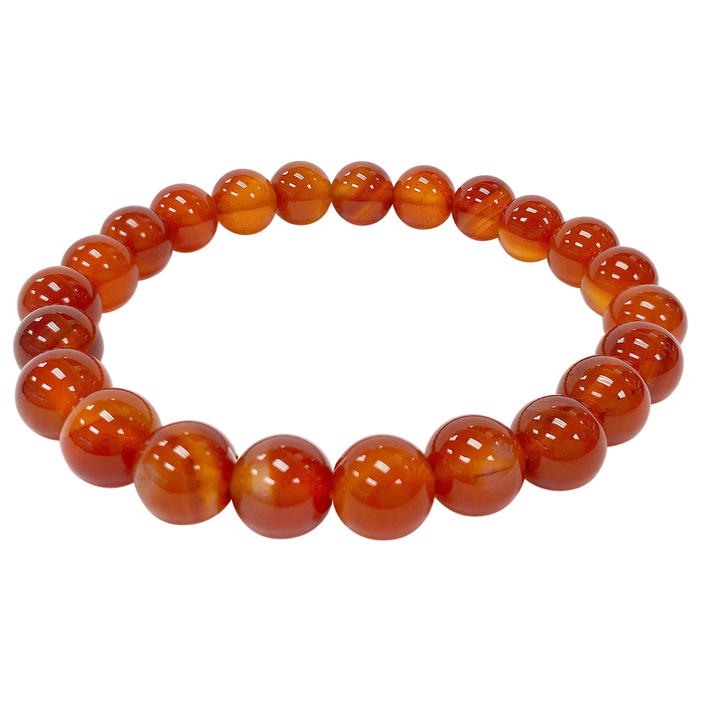 Carnelian Gemstone Bead Unisex Handmade Stretch Bracelet - Gem Avenue