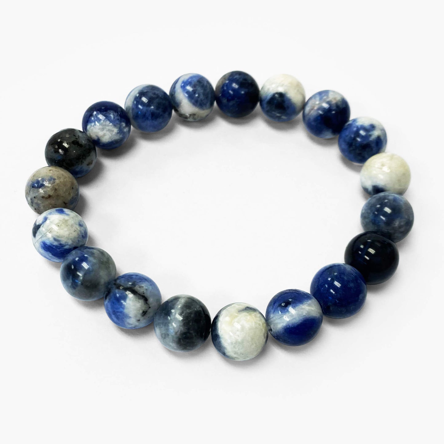 Blue Sodalite Gemstone Bead Unisex Stretch Bracelet - Gem Avenue