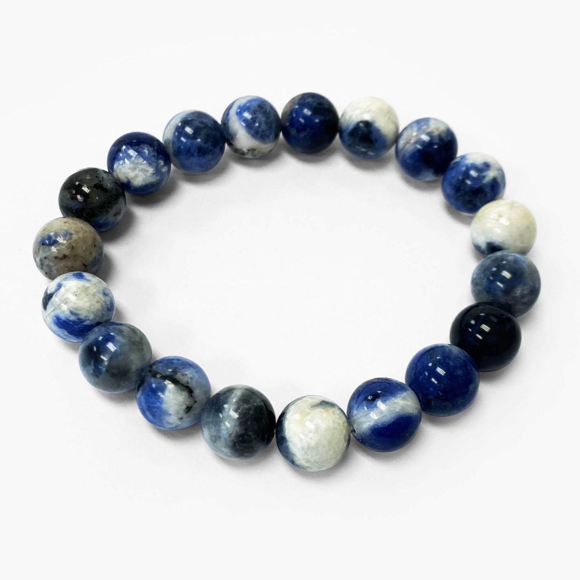 Blue Sodalite Gemstone Bead Unisex Stretch Bracelet - Gem Avenue