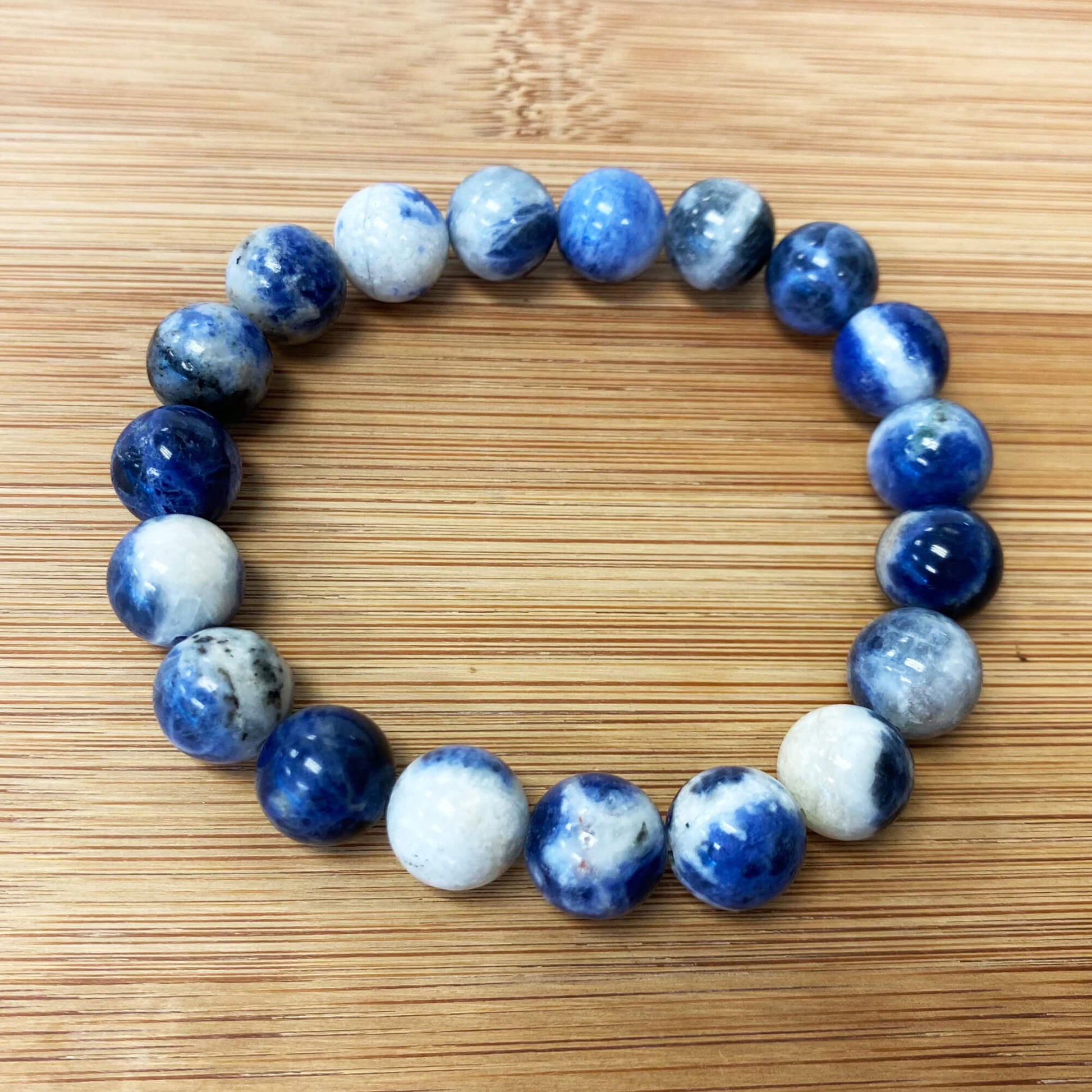Blue Sodalite Gemstone Bead Unisex Stretch Bracelet - Gem Avenue