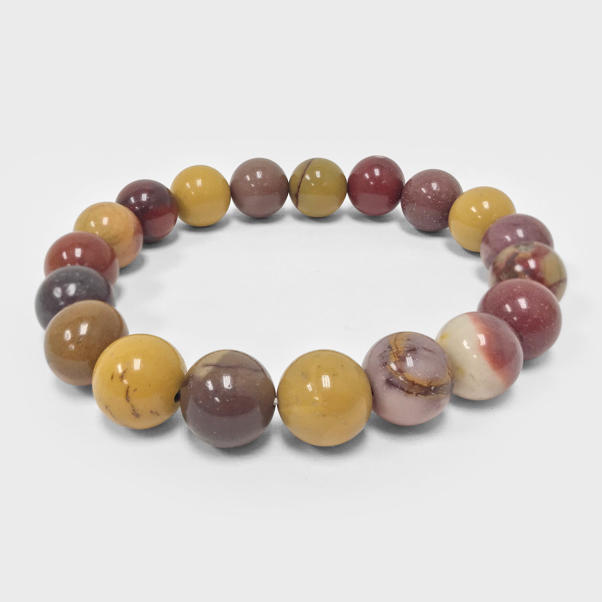 Mookaite Gemstone Bead Unisex Handmade Stretch Bracelet - Gem Avenue