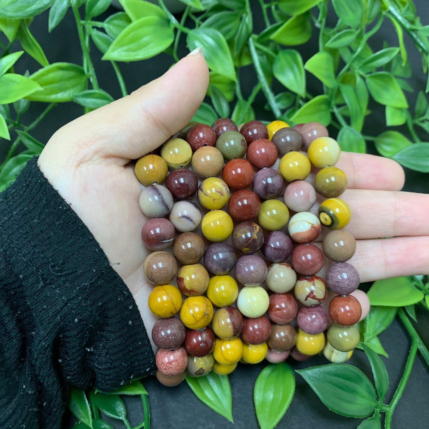 Mookaite Gemstone Bead Unisex Handmade Stretch Bracelet - Gem Avenue