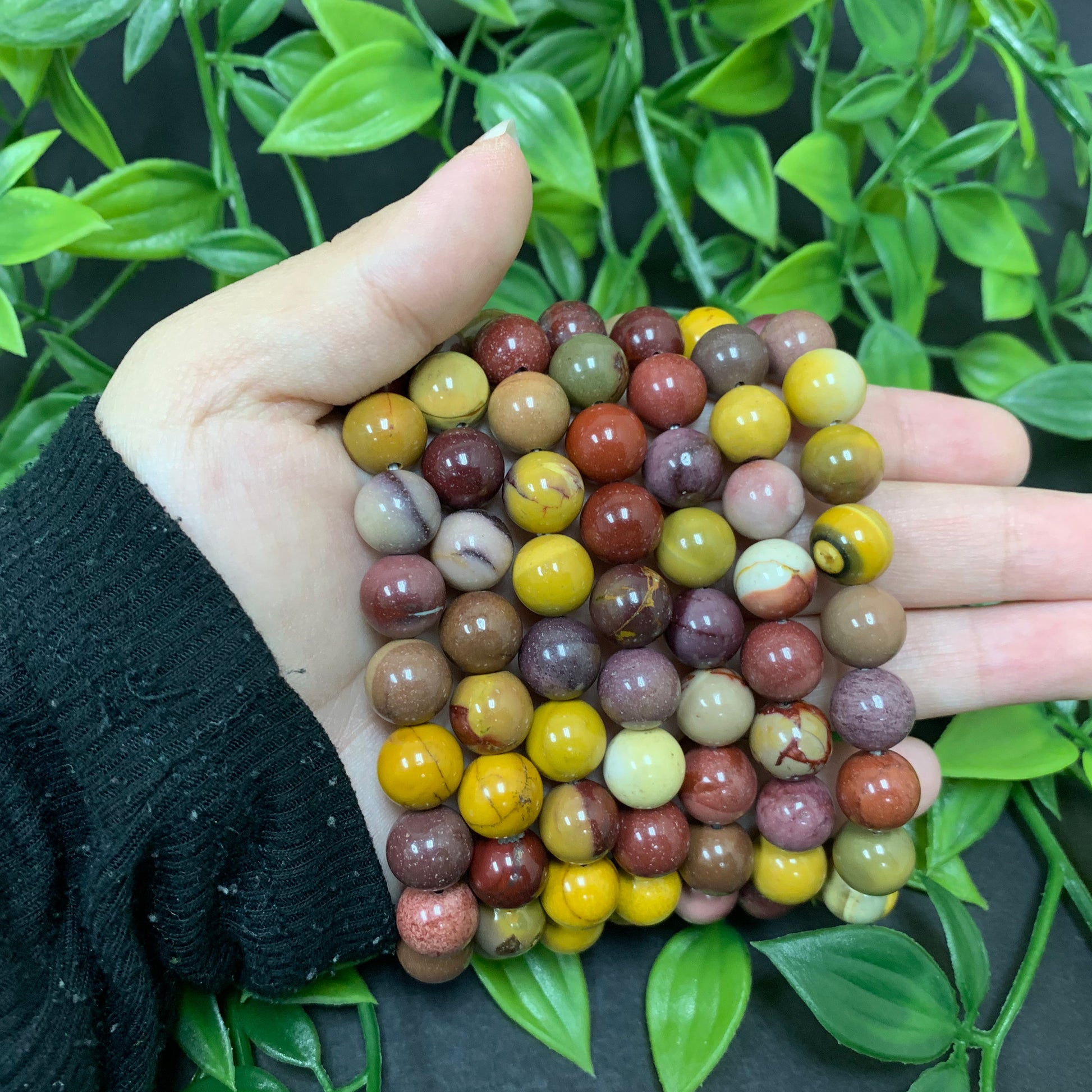 Mookaite Gemstone Bead Unisex Handmade Stretch Bracelet - Gem Avenue