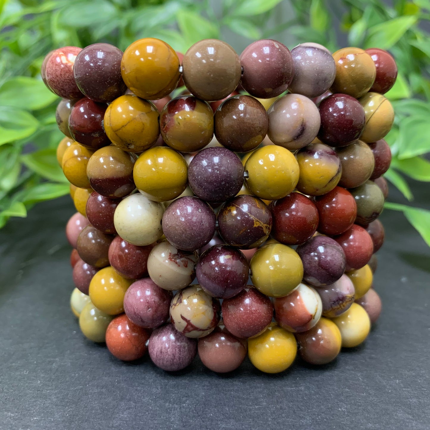 Mookaite Gemstone Bead Unisex Handmade Stretch Bracelet - Gem Avenue
