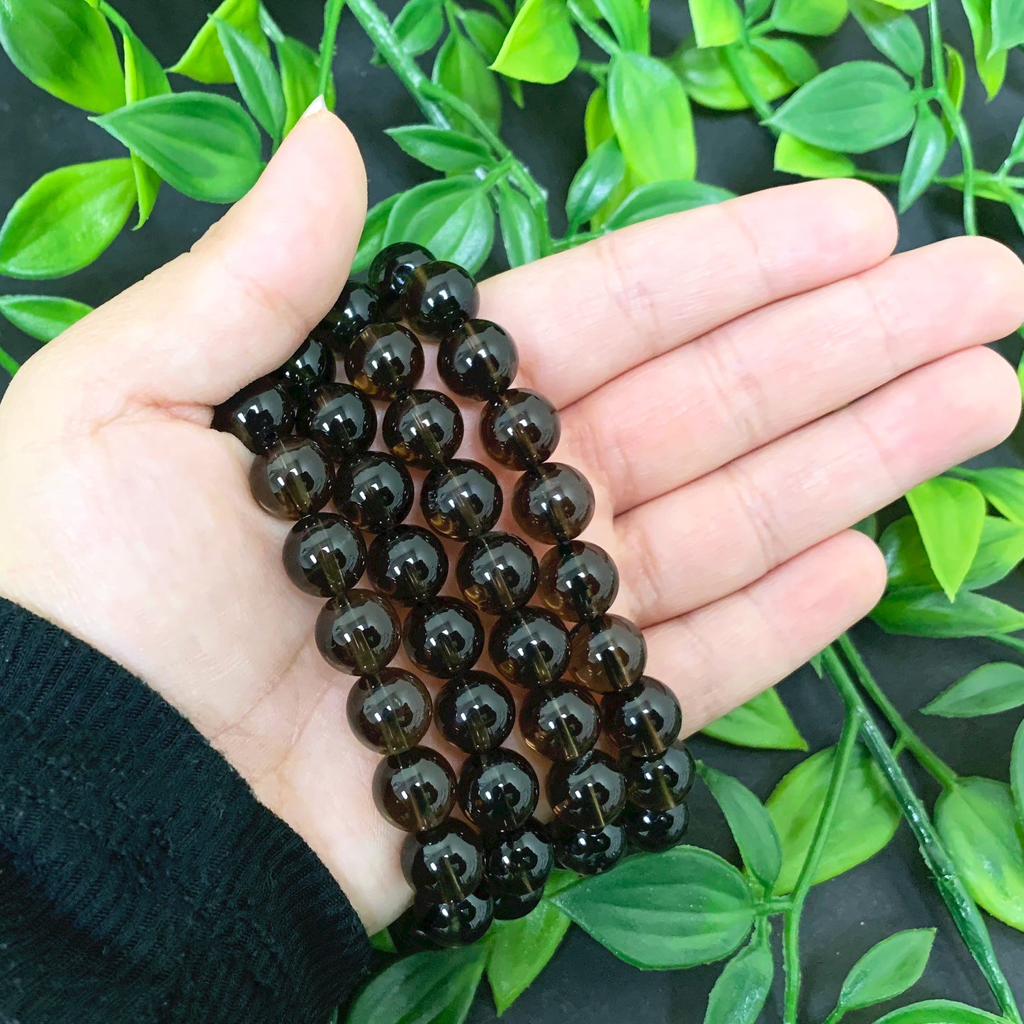 Smoky Quartz Gemstone Bead Unisex Stretch Bracelet - Gem Avenue