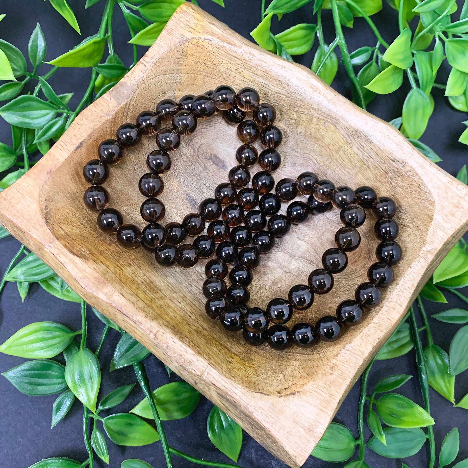 Smoky Quartz Gemstone Bead Unisex Stretch Bracelet - Gem Avenue