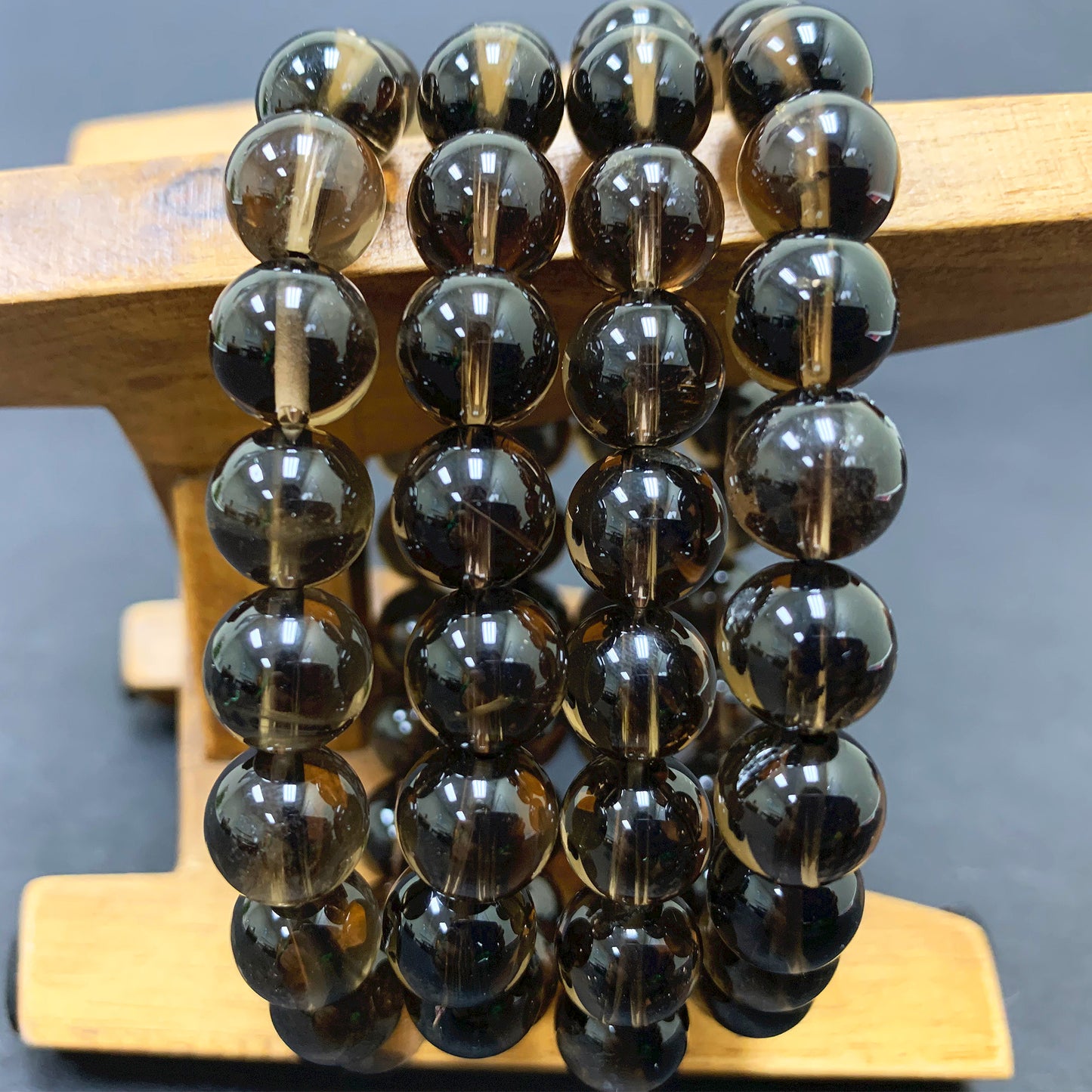 Smoky Quartz Gemstone Bead Unisex Stretch Bracelet - Gem Avenue