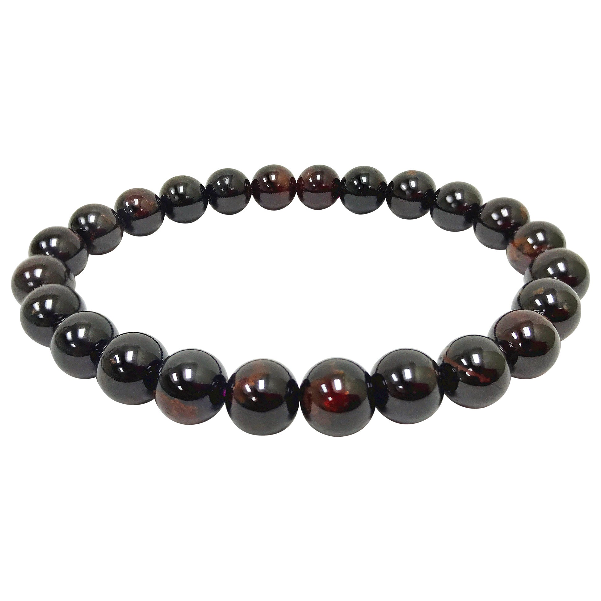 Garnet Gemstone Bead Unisex Stretch Bracelet - Gem Avenue