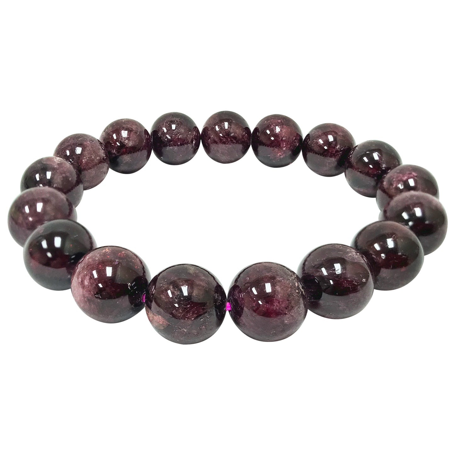 Natural Garnet Gemstone Round Bead Unisex Handmade Stretch Bracelet - Gem Avenue