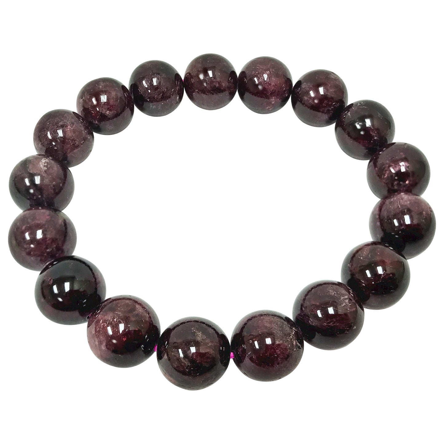 Natural Garnet Gemstone Round Bead Unisex Handmade Stretch Bracelet - Gem Avenue